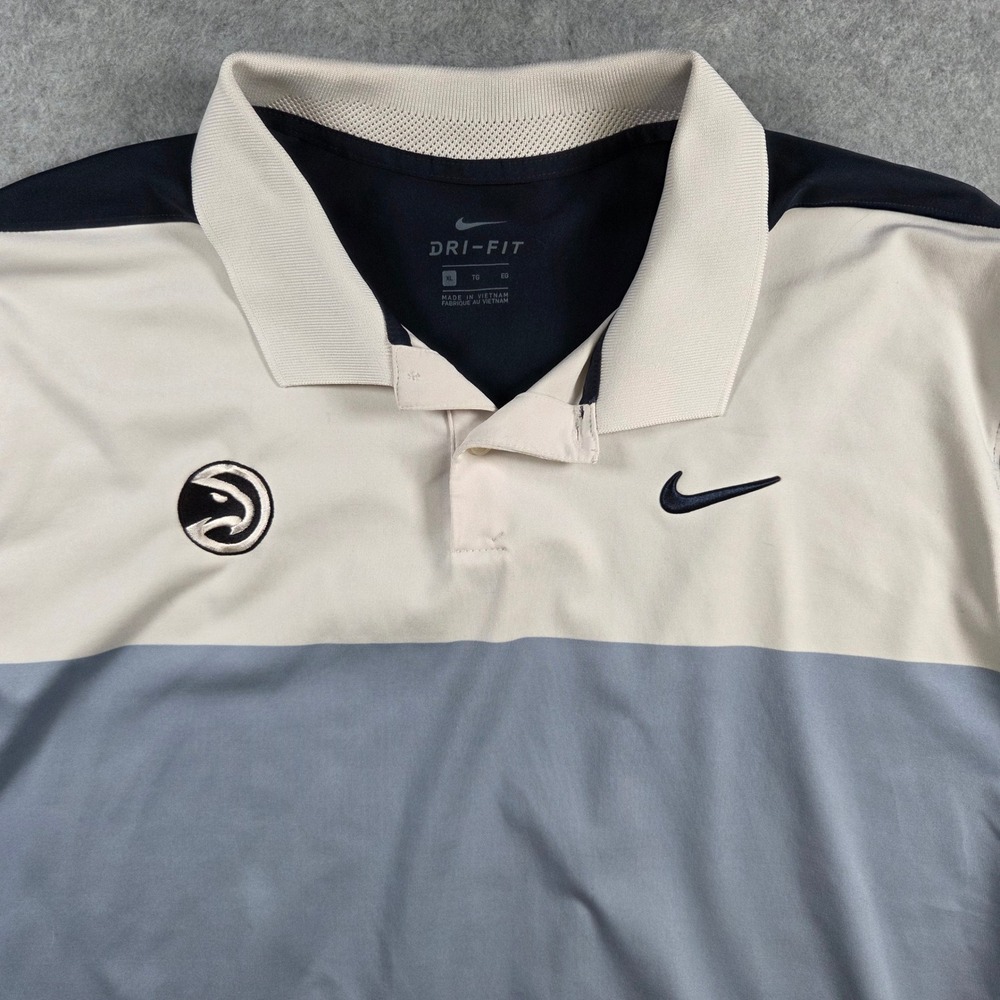 Nike Atlanta Hawks Polo Mens XL Cream Color-block Dri-FIT Shirt